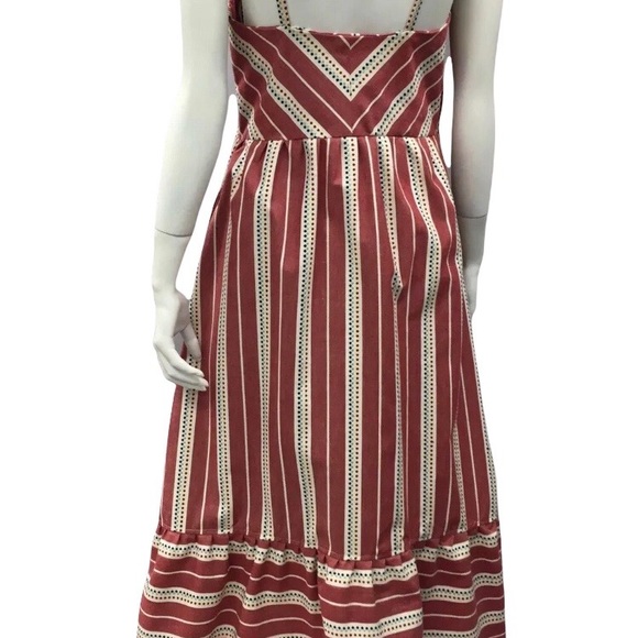 Sleeveless Prairie Dress Red & White Striped w POCKETS! - Picture 3 of 5